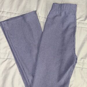 Purple Flare Ribbed Leggings